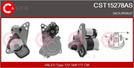 СТАРТЕР 12V 1.0KW CASCO CST15278AS