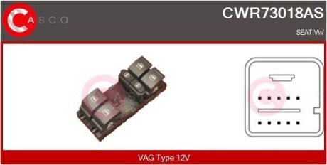 Перемикач, склопідйомник CASCO CWR73018AS