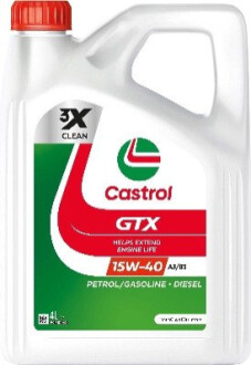 GTX 15W40 4L SP, A3/B4, VW501.01/505.00, MB229.1, FIAT 9.55535-D2 CASTROL 15F628