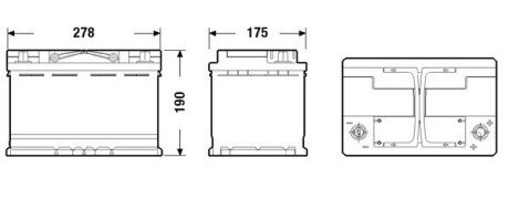 Аккумуляторная батарея 72Ah/760A (278x175x190/+R/B13) (Start-Stop AGM) CENTRA CK720