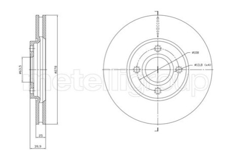 TARCZA HAMULC. FORD ECOSPORT 13- PRZУD (OE-1854394) CIFAM 800-1768C