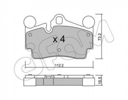 Гальмівні колодки зад. Audi Q7/Touareg/Cayenne (Brembo) (112,2x73,2x16,2) CIFAM 822-655-0