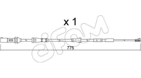 Датчик зношування гальмівних колодок (передніх) BMW X3 (G01)/X4 (G02) 17- (L=772mm) CIFAM SU361