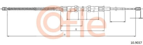 Трос ручного гальма зад. Л/П (1620мм) Skoda Octavia I 1.4/1.6/1.9D 09.96-12.10 COFLE 10.9037