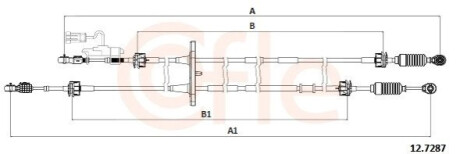 Трос КПП Fiat Doblo 1.6-2.0D 10- (1452/1325mm) COFLE 12.7287