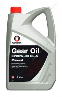 Трансмиссионное масло GEAR OIL EP 80W90 GL5 5л - COMMA GEAROILEP8090GL55L (фото 1)