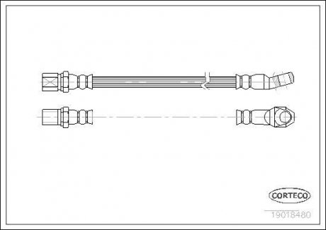 Шланг гальмівний ВАЗ 2101 передній (L=270 мм) (вир-во) CORTECO 19018480 (фото 1)