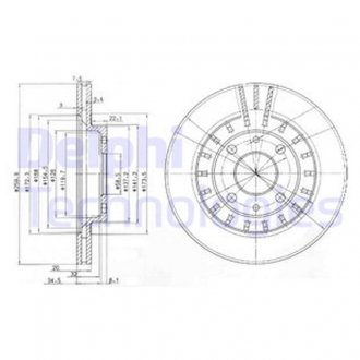 Диск гальмівний Lada 21110-21112 - 14"/15" Delphi BG3806 (фото 1)