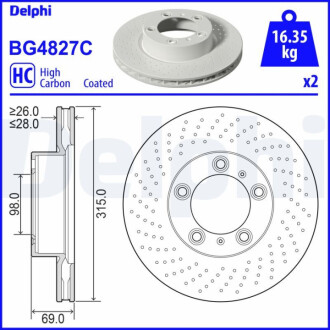 ПЕРЕДНИЙ ГАЛЬМУВАЛЬНИЙ ДИСК 315X28 V Delphi BG4827C