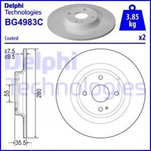 Диск гальмівний 124 SPIDER/MX-5 Delphi BG4983C (фото 1)