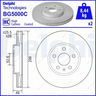 ПЕРЕДНИЙ ГАЛЬМУВАЛЬНИЙ ДИСК 296X28 V Delphi BG5000C