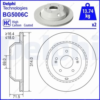 Гальмівний диск Delphi BG5006C