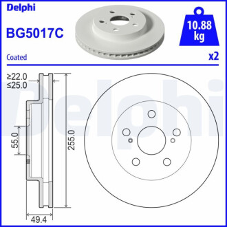 Диск гальмівнийPRZOD Delphi BG5017C