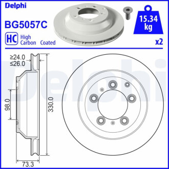 TARCZA HAMULCOWA TYL Delphi BG5057C (фото 1)