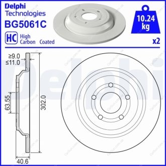 Гальмівний диск Delphi BG5061C