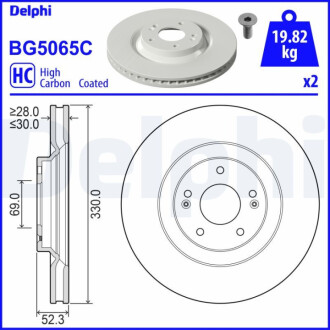 ПЕРЕДНИЙ ГАЛЬМУВАЛЬНИЙ ДИСК 330X30 V Delphi BG5065C