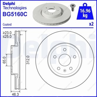 Гальмівний диск Delphi BG5160C