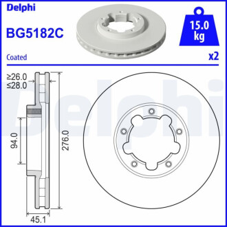 ПЕРЕДНИЙ ГАЛЬМУВАЛЬНИЙ ДИСК 276X28 V Delphi BG5182C