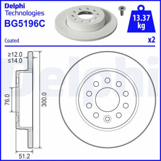 ЗАДНІЙ ГАЛЬМУВАЛЬНИЙ ДИСК 300X14 P Delphi BG5196C