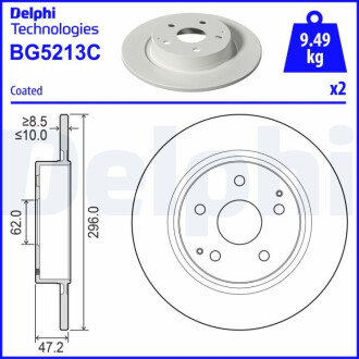 ЗАДНІЙ ГАЛЬМУВАЛЬНИЙ ДИСК 296X10 P Delphi BG5213C