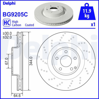 ПЕРЕДНИЙ ГАЛЬМУВАЛЬНИЙ ДИСК 344X32 V Delphi BG9205C