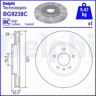 Гальмівний диск Delphi BG9238C