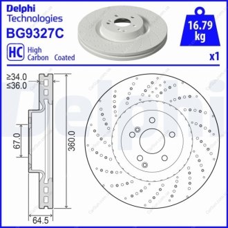 Гальмівний диск Delphi BG9327C