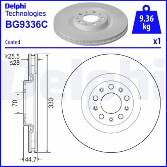 Гальмівний диск Delphi BG9336C (фото 1)