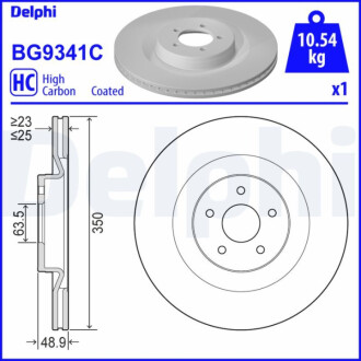 ПЕРЕДНИЙ ГАЛЬМУВАЛЬНИЙ ДИСК 350X25 V Delphi BG9341C (фото 1)