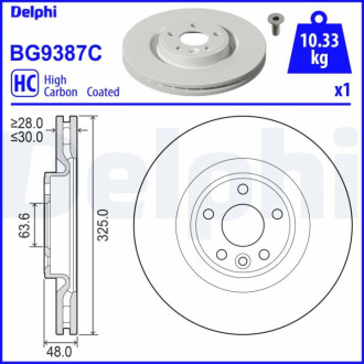 ПЕРЕДНИЙ ГАЛЬМУВАЛЬНИЙ ДИСК 325X30 V Delphi BG9387C