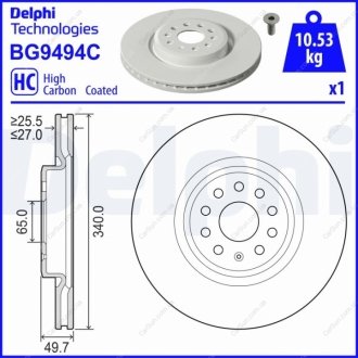 ПЕРЕДНИЙ ГАЛЬМУВАЛЬНИЙ ДИСК 340X27 V Delphi BG9494C