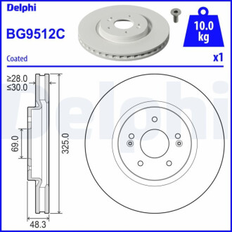 ПЕРЕДНИЙ ГАЛЬМУВАЛЬНИЙ ДИСК 325X30 V Delphi BG9512C