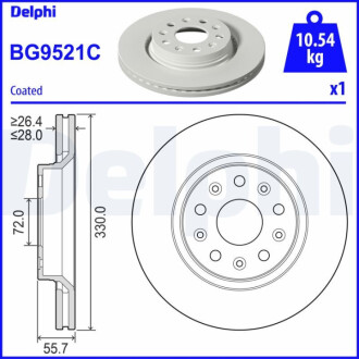 ПЕРЕДНИЙ ГАЛЬМУВАЛЬНИЙ ДИСК 330X28 V Delphi BG9521C