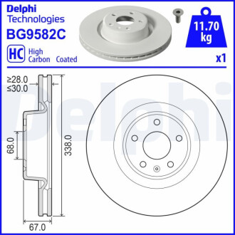 ПЕРЕДНИЙ ГАЛЬМУВАЛЬНИЙ ДИСК 338X30 V Delphi BG9582C (фото 1)