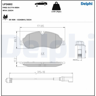 KLOCKI HAMULCOWE PRZOD Delphi LP3682