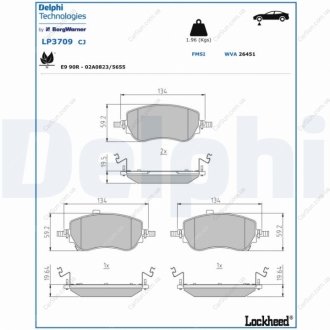 Комплект гальмівних колодок, дискове гальмо Delphi LP3709