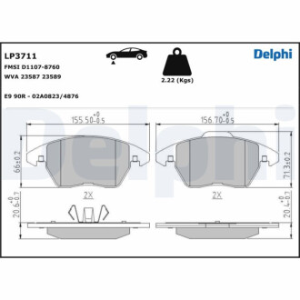 ПЕРЕДНІ ГАЛЬМІВНІ КОЛОДКИ Delphi LP3711