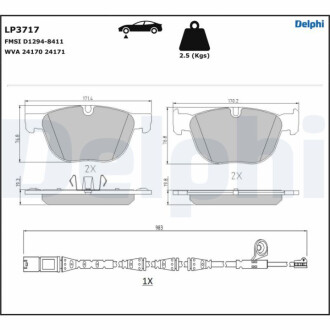 Колодки гальмівні (передні) BMW X4 (F26) 14-18/X5 (E70/F15/F85) 06-18/X6 (E71/E72/F16/F86) 08-19 Delphi LP3717