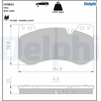 Автозапчасть Delphi LP3821