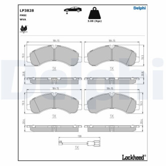 ПЕРЕДНІ ГАЛЬМІВНІ КОЛОДКИ Delphi LP3828