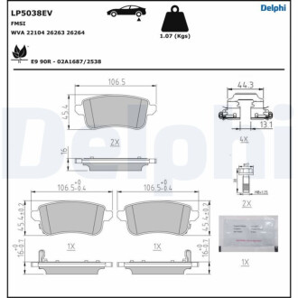 Колодки гальмівні (задні) Renault Captur 20-/Zoe 12-/Talisman 16- Delphi LP5038EV