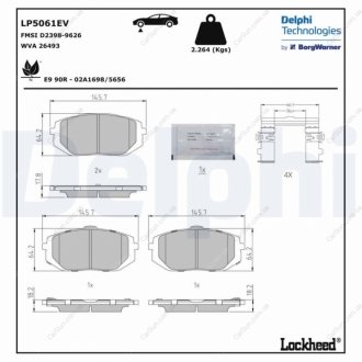 Комплект гальмівних колодок, дискове гальмо Delphi LP5061EV