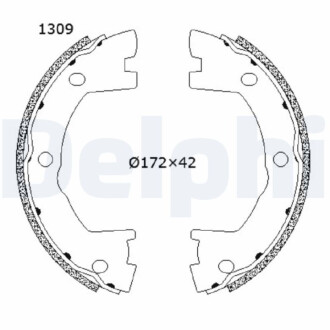Комплект гальмівних колодок, стоянкове гальмо Delphi LS2202