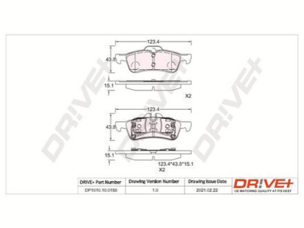 Комплект тормозных накладок, дисковый тормоз Dr!ve+ DP1010100158