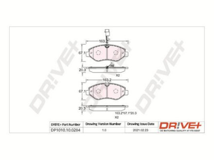 Комплект тормозных накладок, дисковый тормоз Dr!ve+ DP1010100284