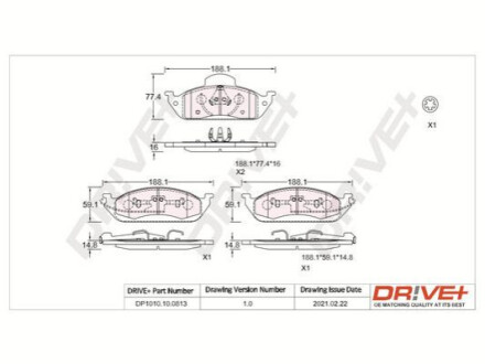 Комплект тормозных накладок, дисковый тормоз Dr!ve+ DP1010100813