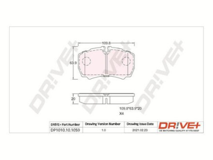 Комплект тормозных накладок, дисковый тормоз Dr!ve+ DP1010101059