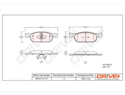 KLOCKI HAM. DACIA LOGAN 12- PRZУD Dr!ve+ DP1010101217