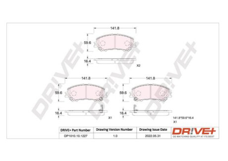 Комплект тормозных накладок, дисковый тормоз Dr!ve+ DP1010101227