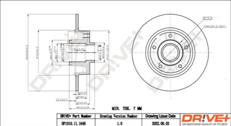 TARCZA HAM. TYЈ RENAULT MEGANE 1.5DCI 09- 260X8/52.5MM WITH BEARING Dr!ve+ DP1010111648